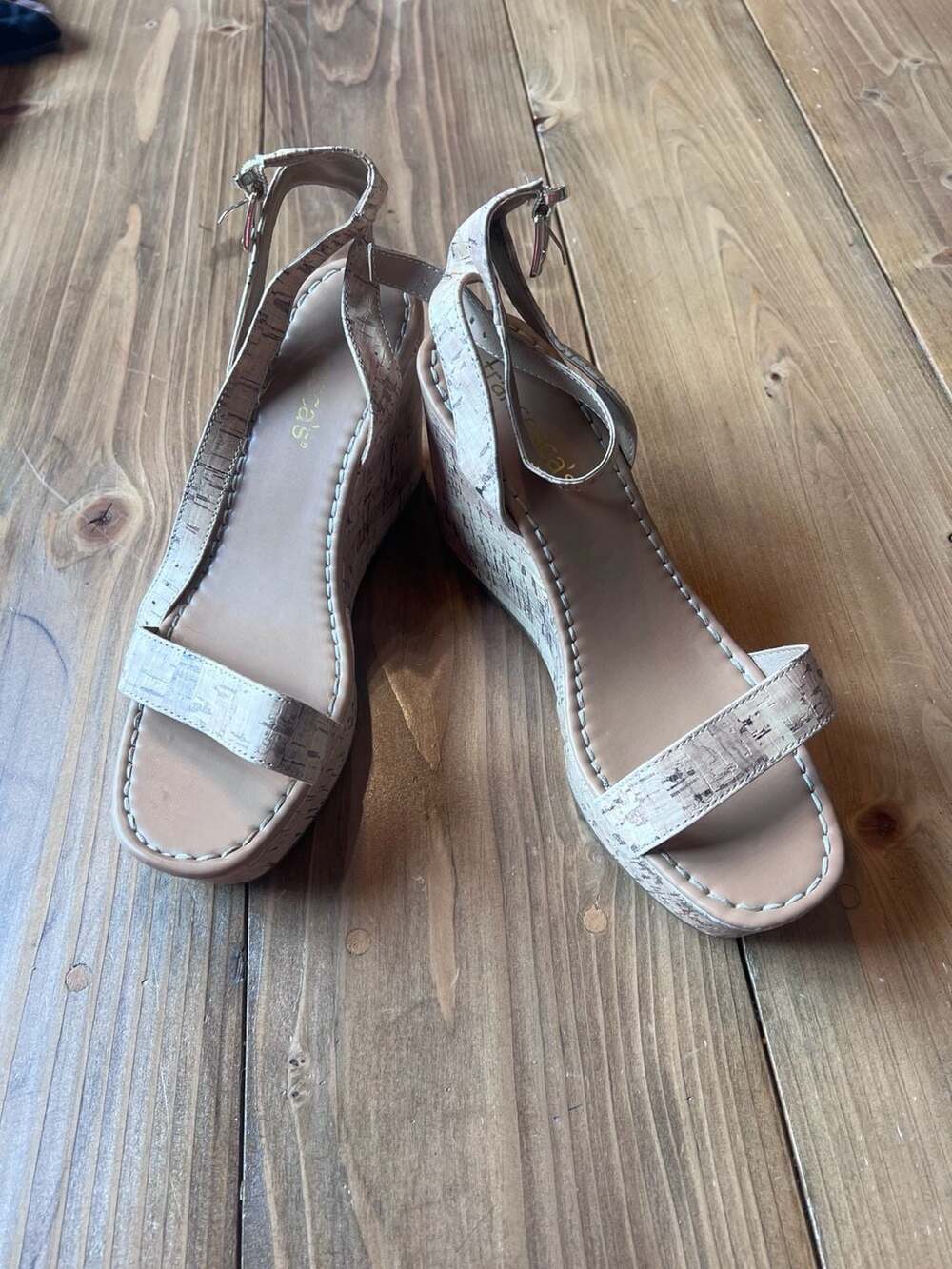 Francesca's Collections Hailee Cork Platform Wedge Sandals 10